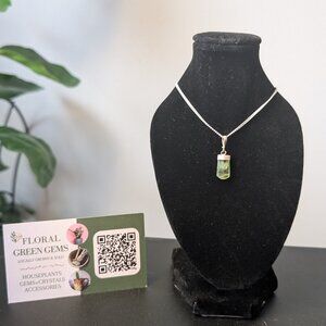 Peridot-Evening Emerald, Raw Stone, Sterling Silver Pendant